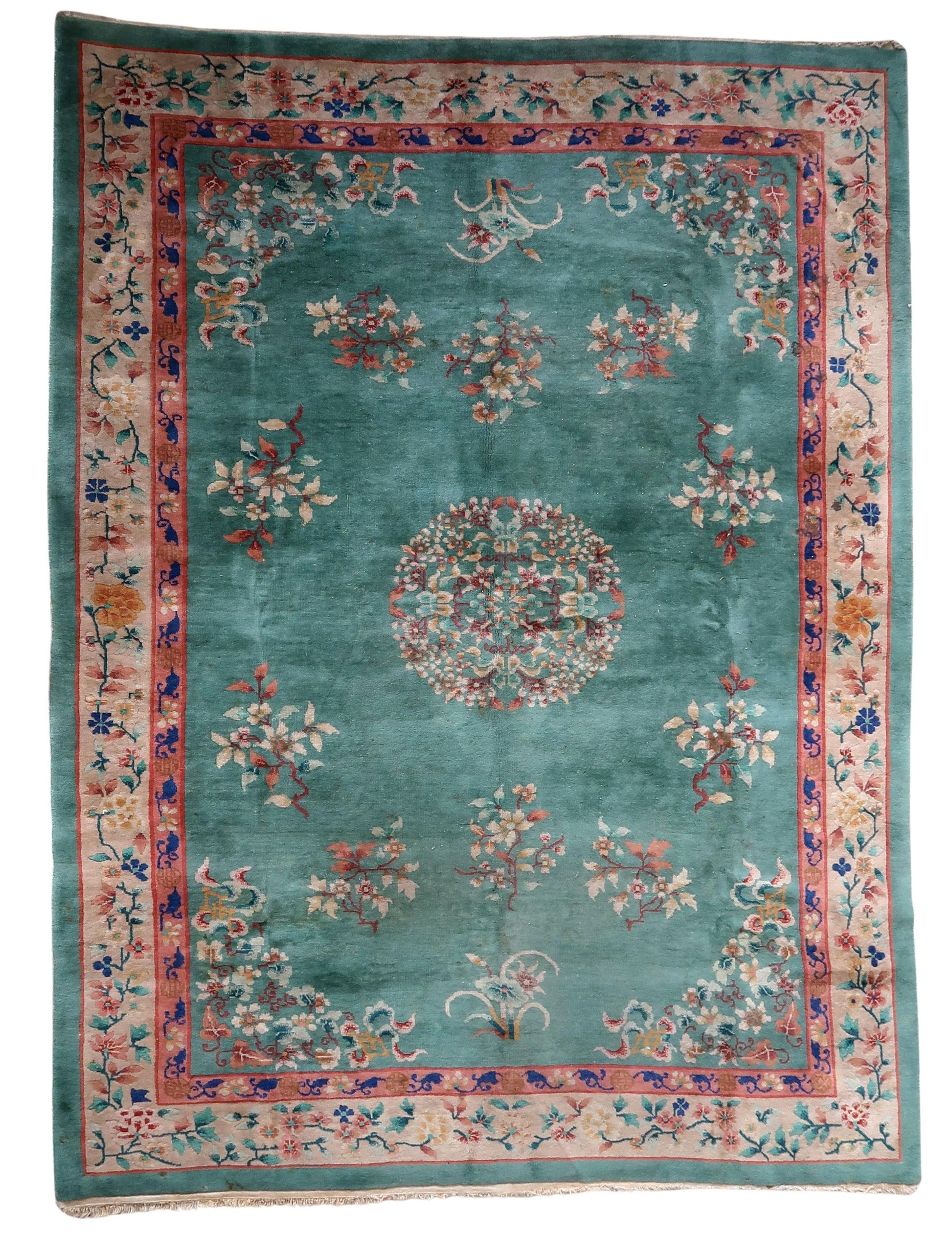 Handmade Antique Art Deco Chinese Rug.