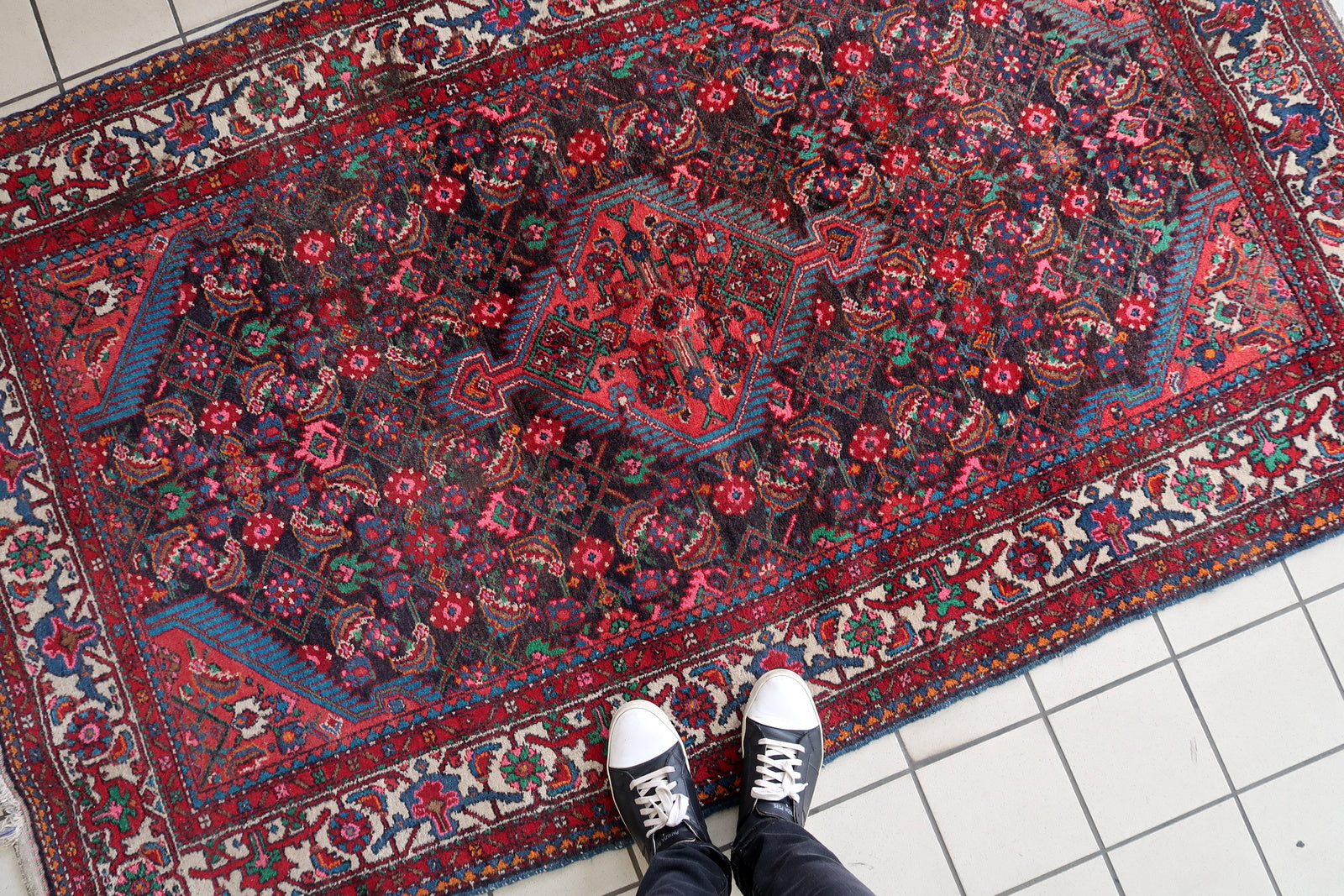 Persian Malayer rug in good vintage condition with minor wear
