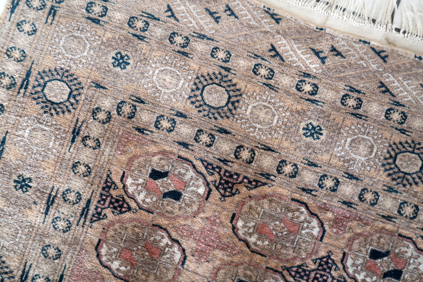 Vintage Afghan Baluch rug with intricate motifs
