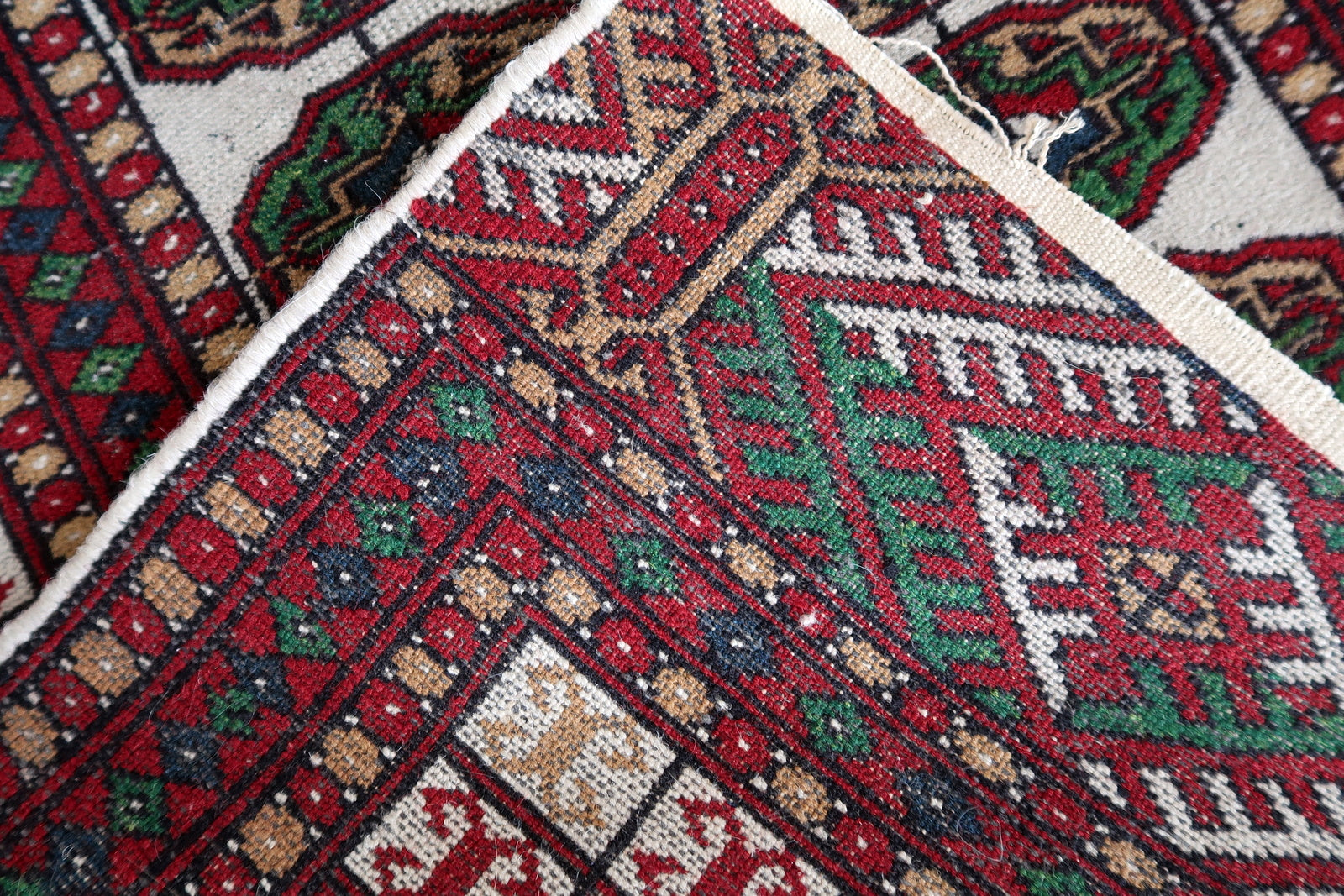 Cultural vintage Uzbek wool carpet
