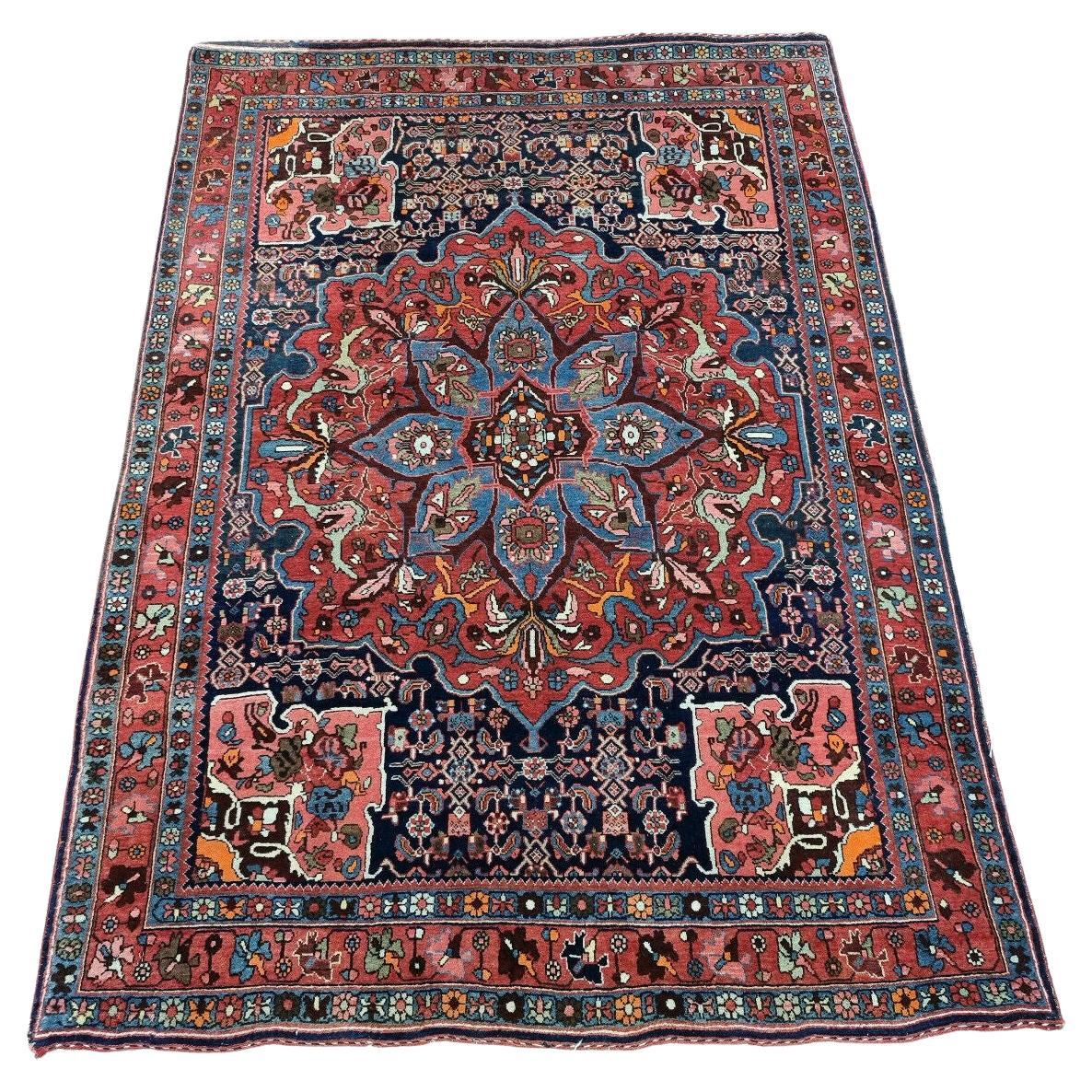 Handmade Antique Persian Style Bidjar Rug, full view
