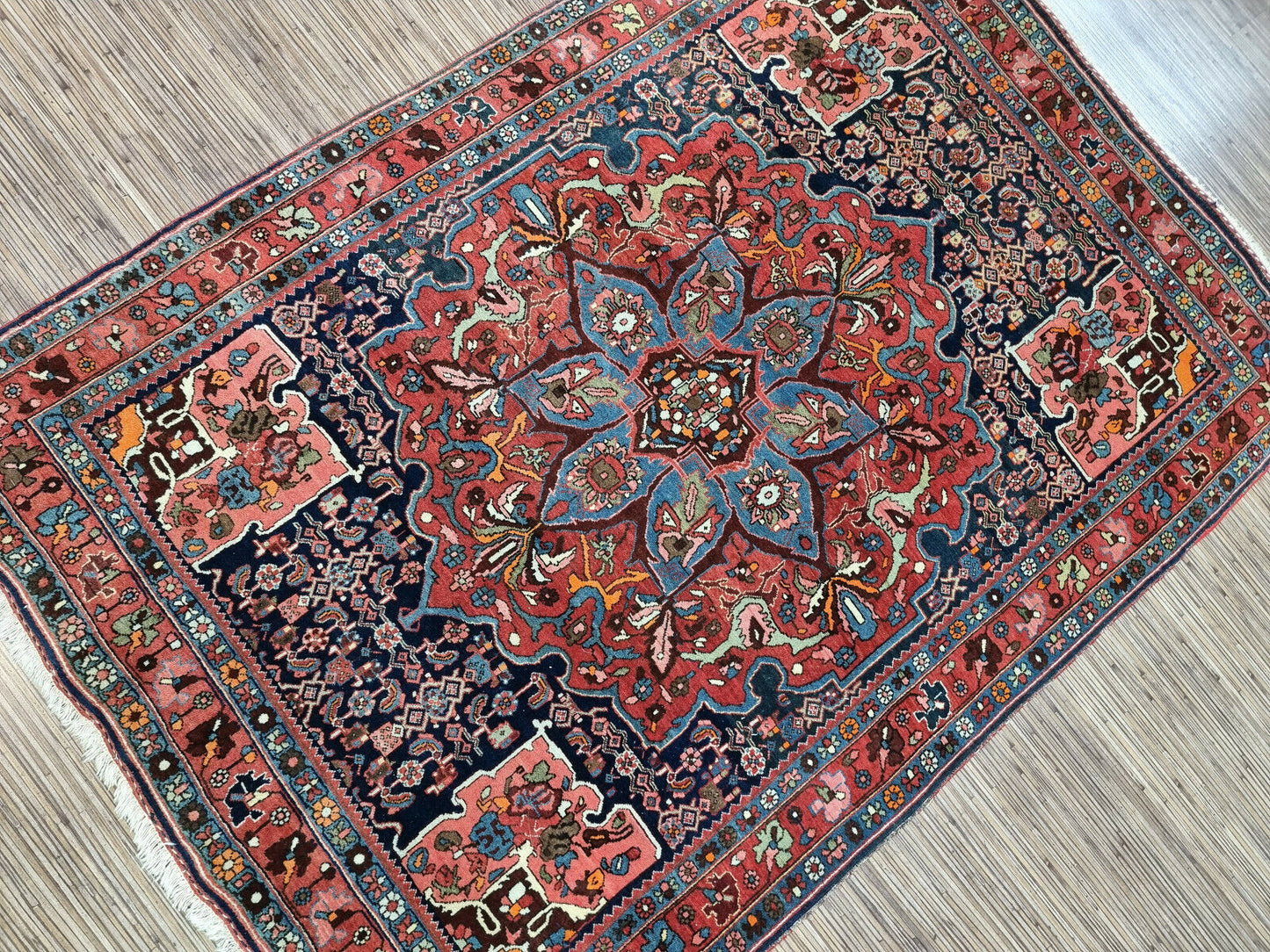 Wool texture and high-quality craftsmanship of the antique rug
