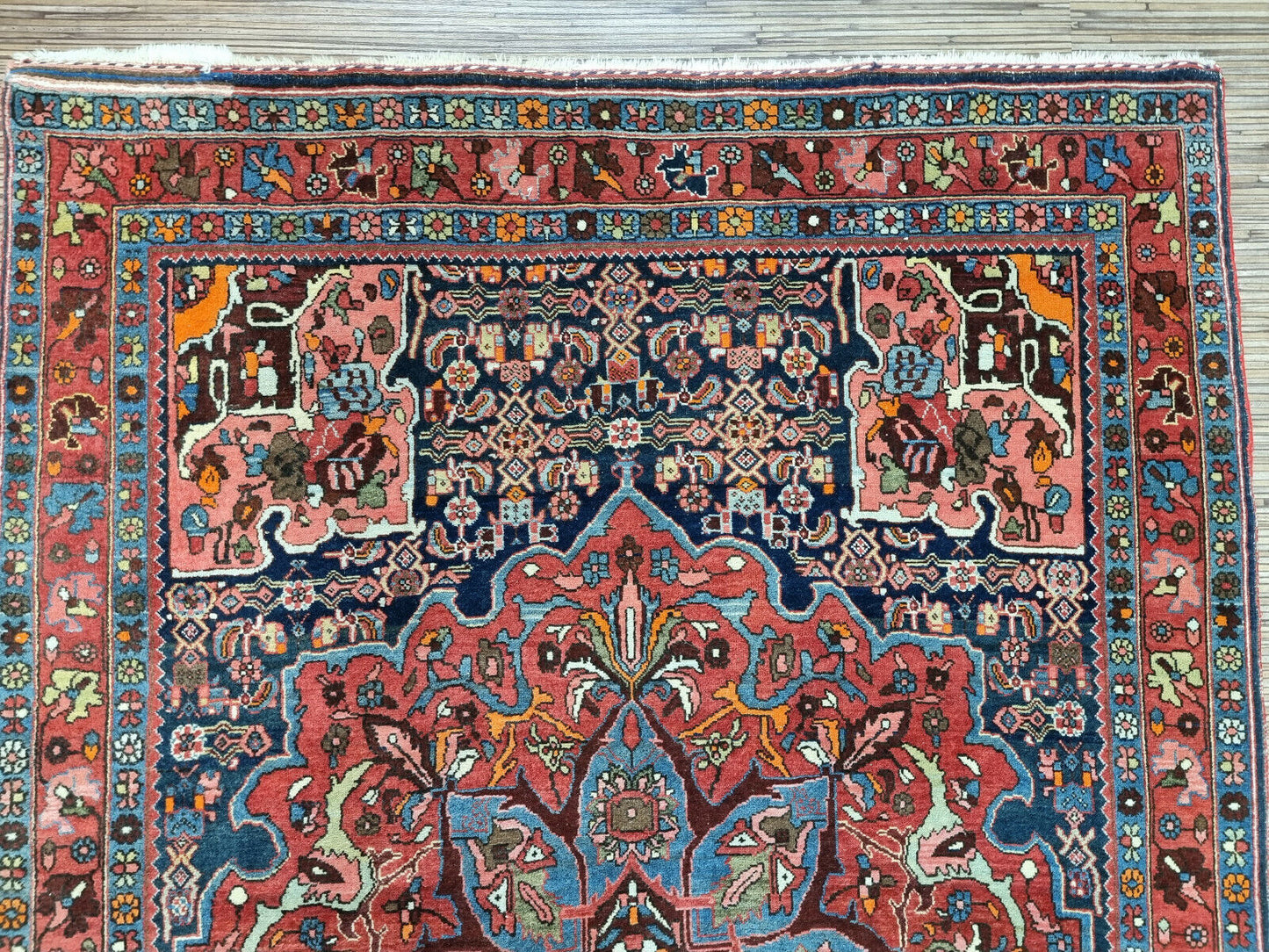 Traditional Persian floral design on the Bidjar rug
