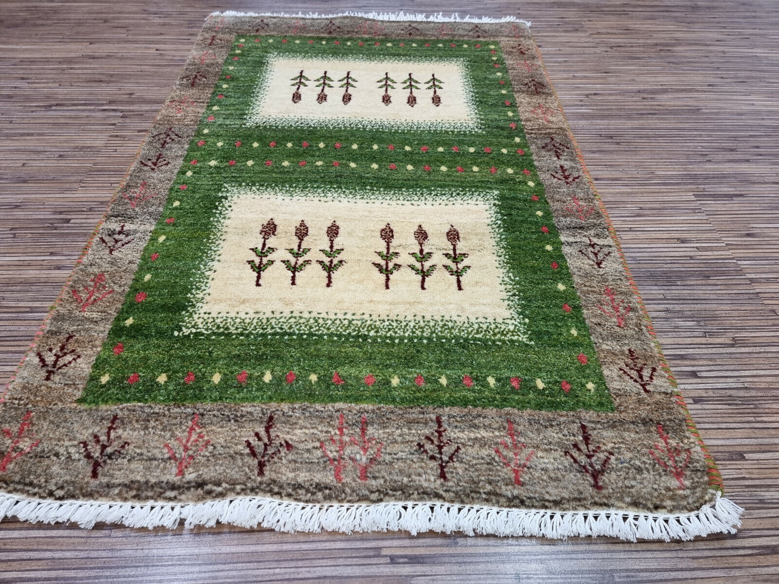 Handmade wool texture of the Persian Gabbeh rug
