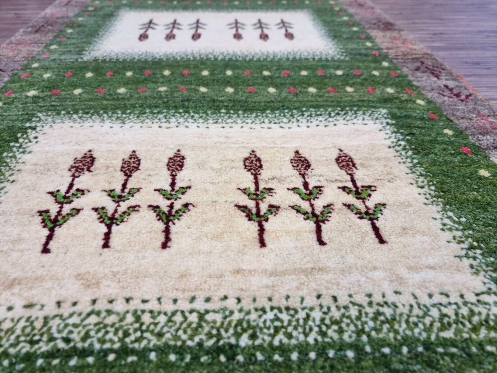 Rectangular motifs on the vintage Persian rug
