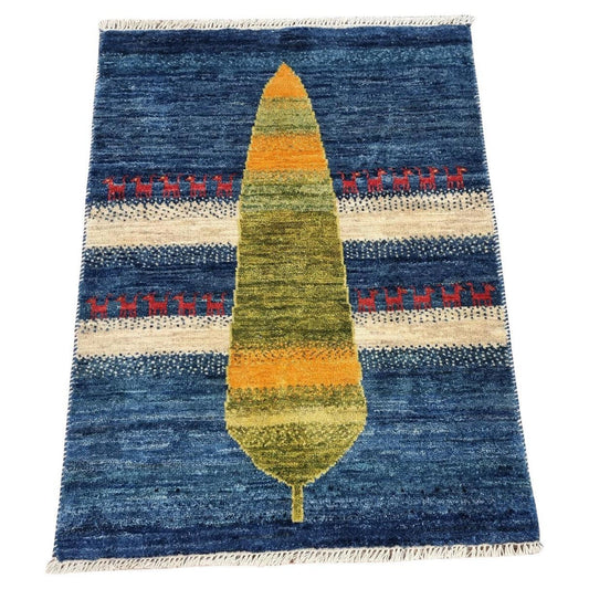 Handmade Persian Gabbeh Rug in blue
