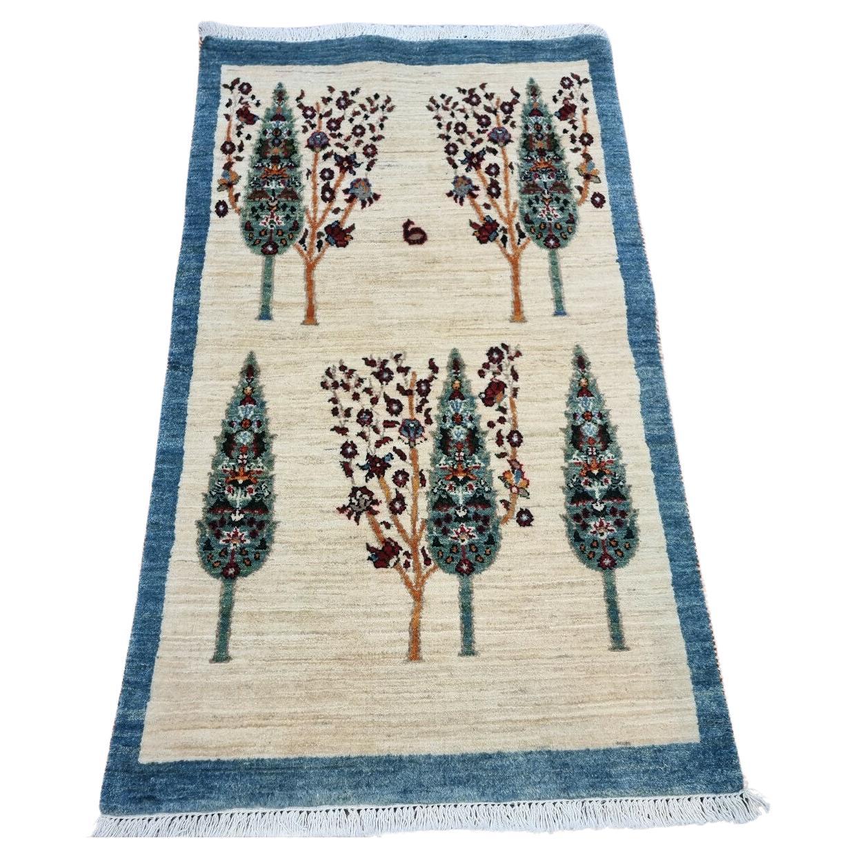 Handmade Persian Gabbeh Rug with Tree design
