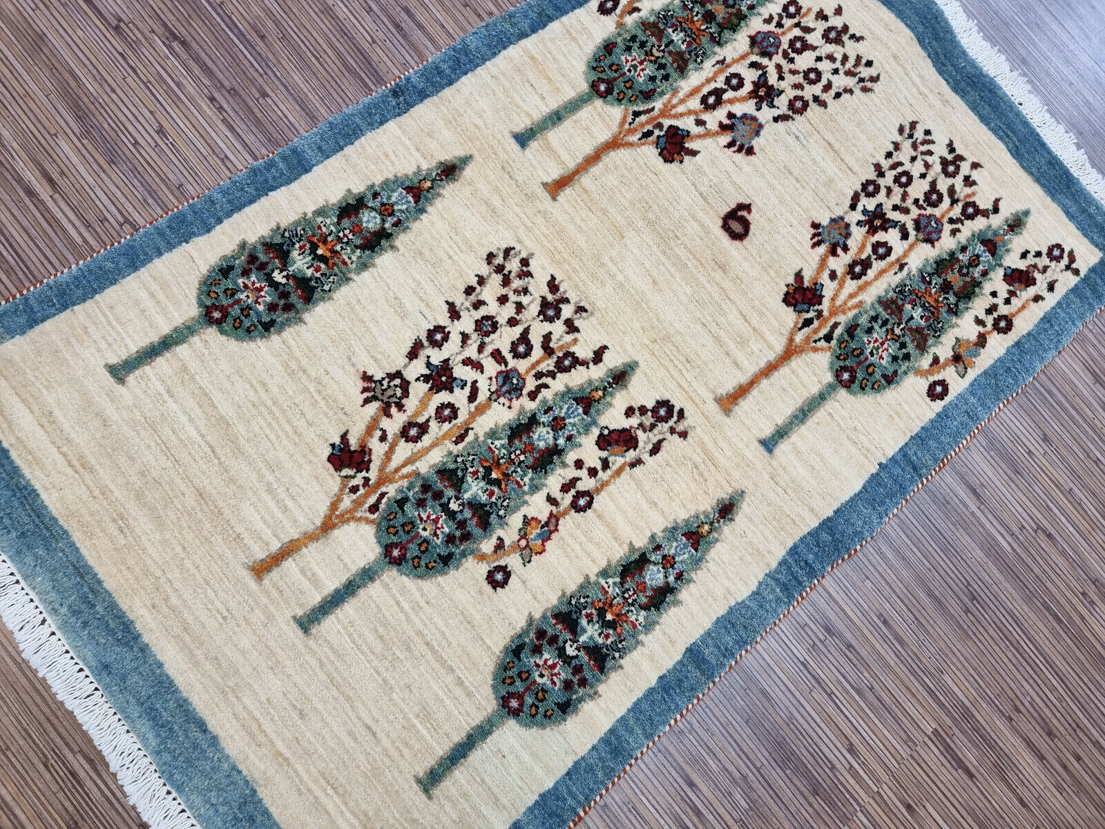 Brand-new Persian Gabbeh rug with beige tones
