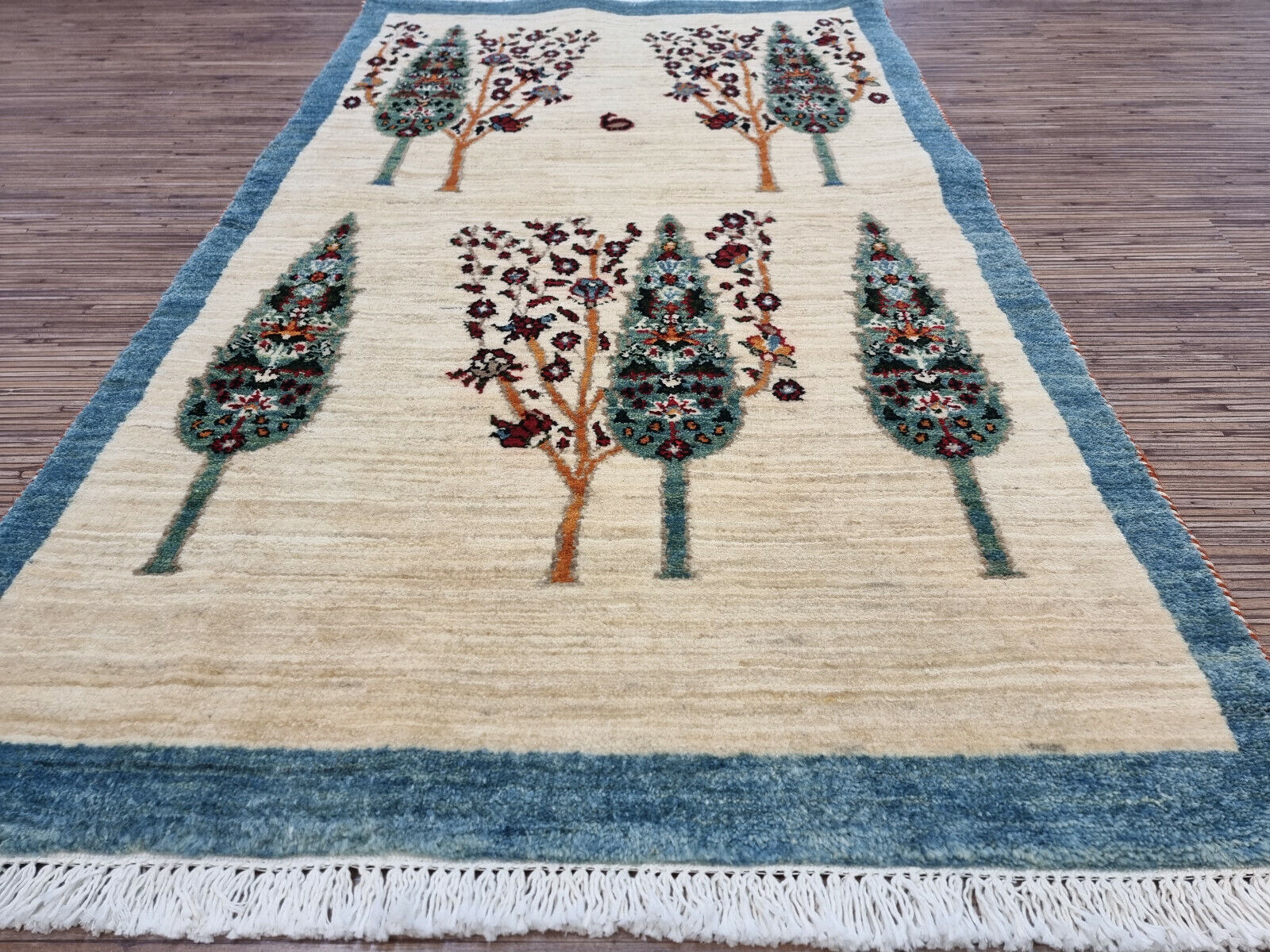 Persian Gabbeh carpet with Loribaf style
