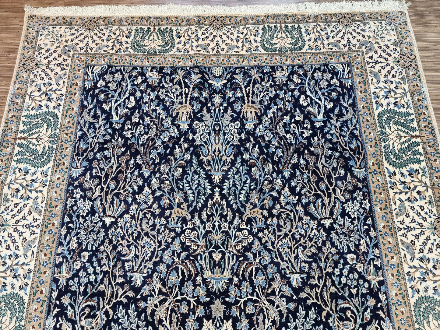 Traditional Persian hand-knotted rug close-up
