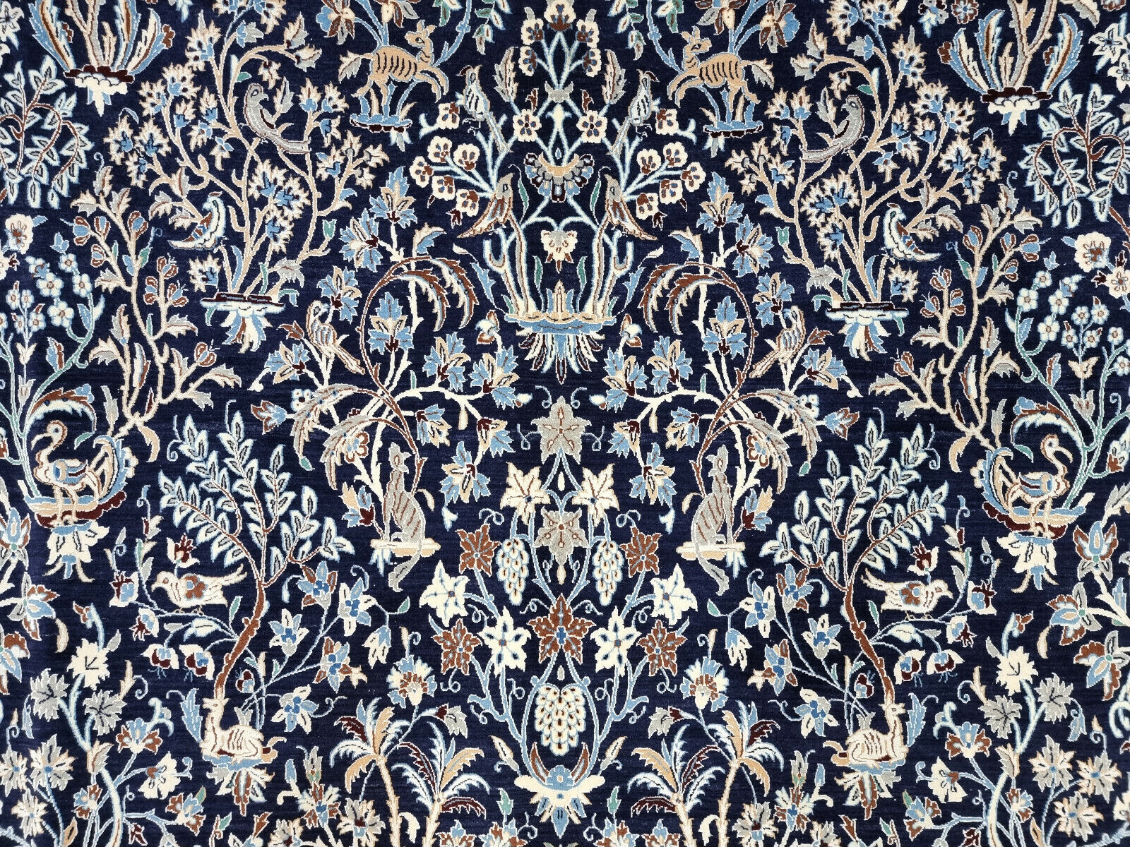 Kork wool and silk Persian Nain carpet
