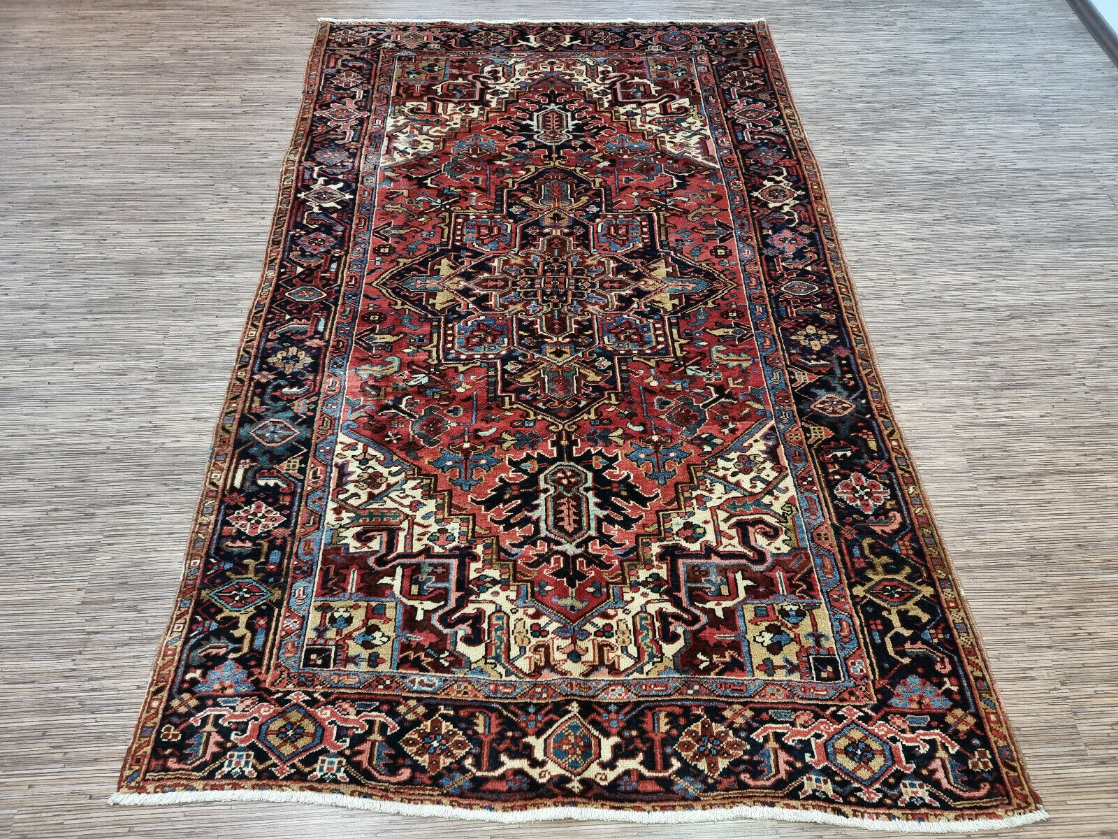 Heriz Persian carpet tribal design
