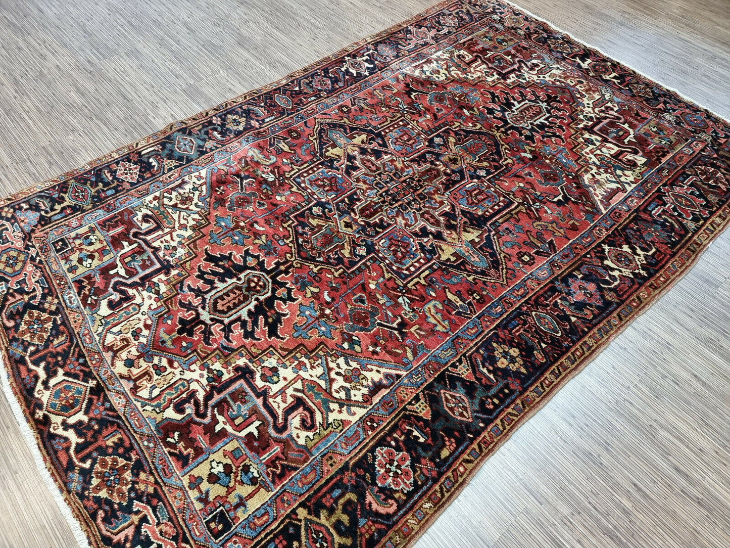 Persian rug geometric patterns and rich colors
