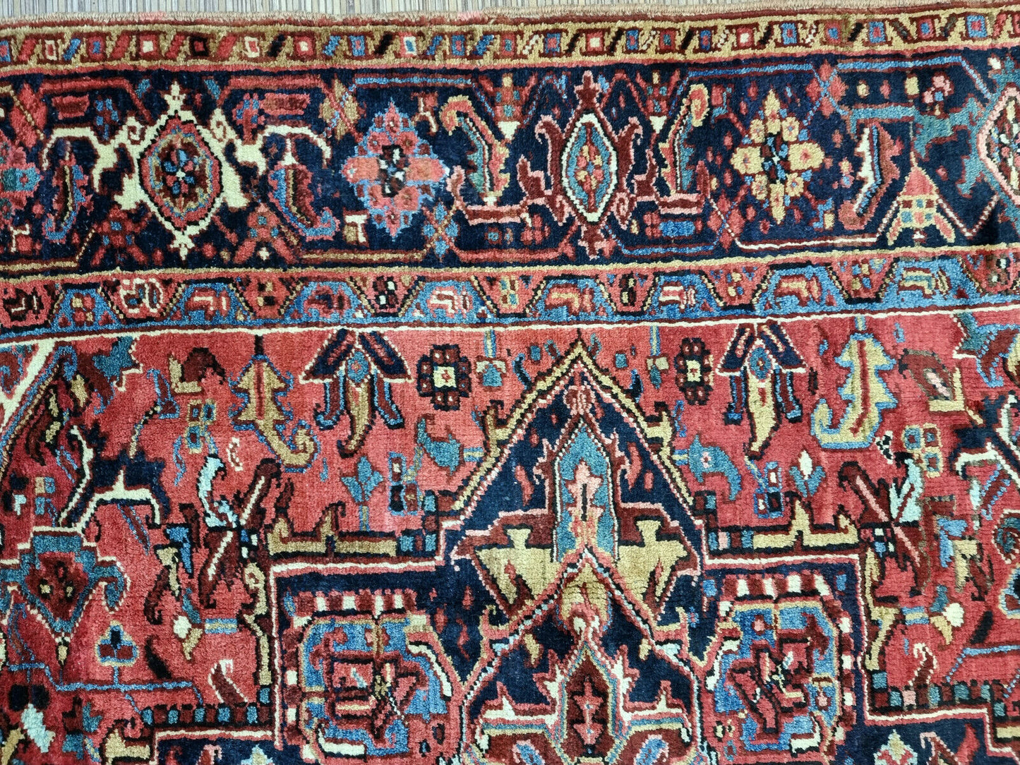 Persian Heriz carpet vintage details
