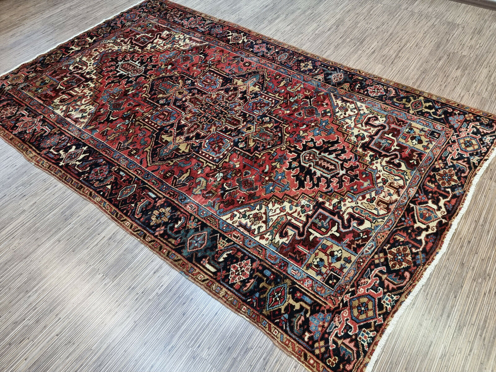 Antique red Persian Heriz rug for living room
