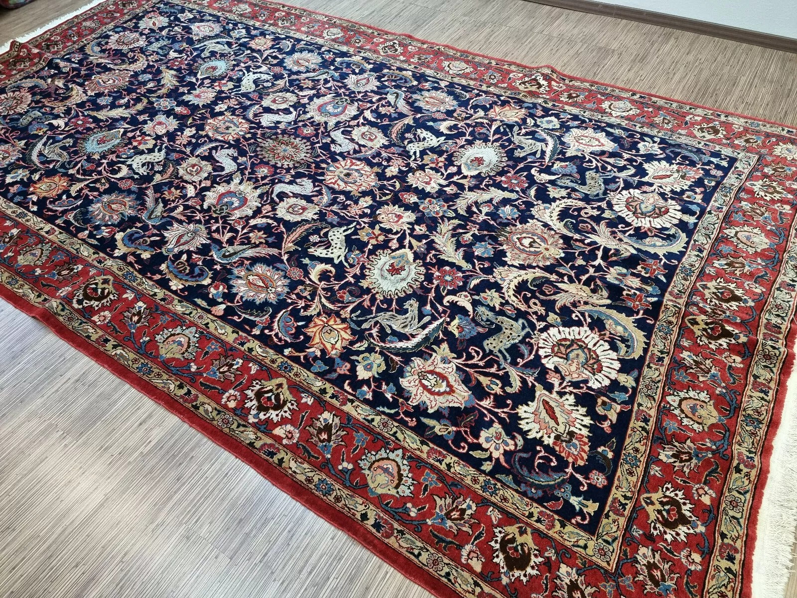 Hand-knotted Persian oriental carpet from the 1920s
