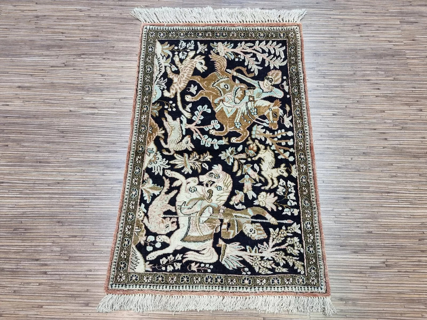 Professionally cleaned Persian silk rug in outstanding vintage condition
