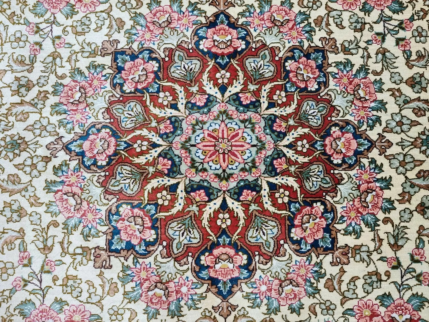 Persian Qom silk rug with over 1 million knots per square meter.
