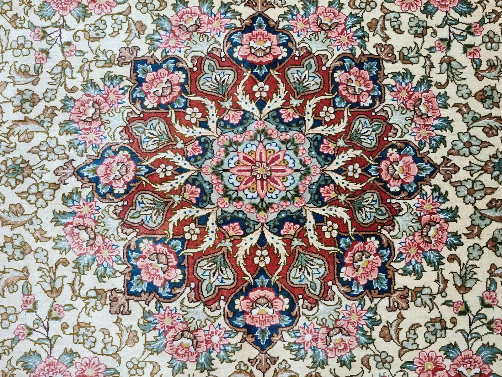 Persian Qom silk rug with over 1 million knots per square meter.
