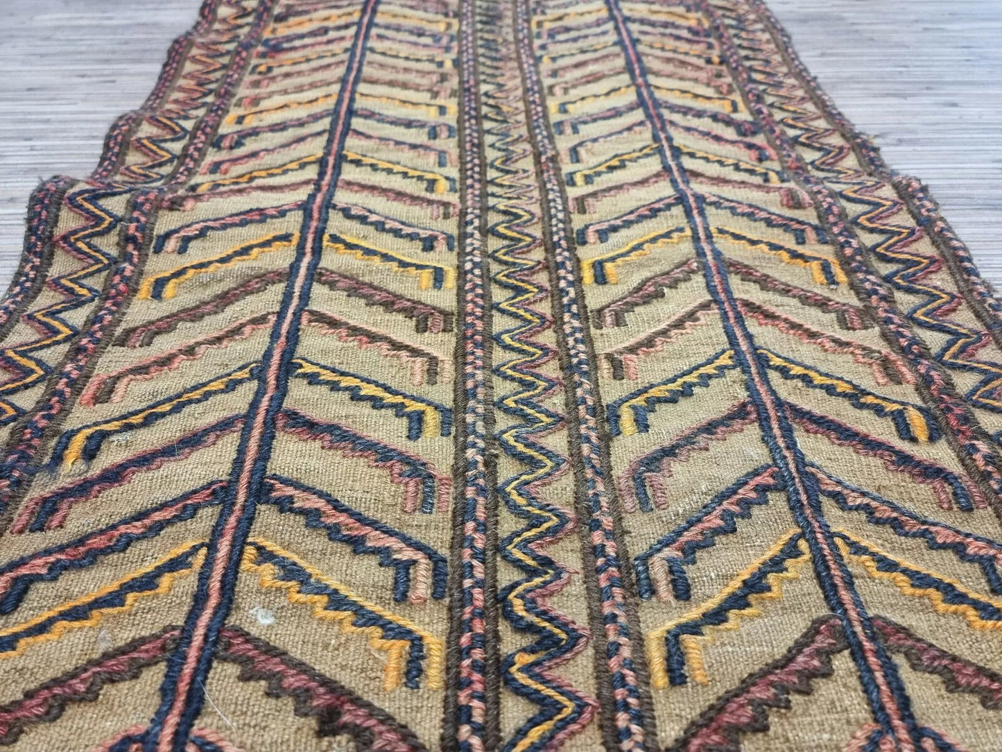 Close-up of Traditional Oriental Pattern on Afghan Rug

