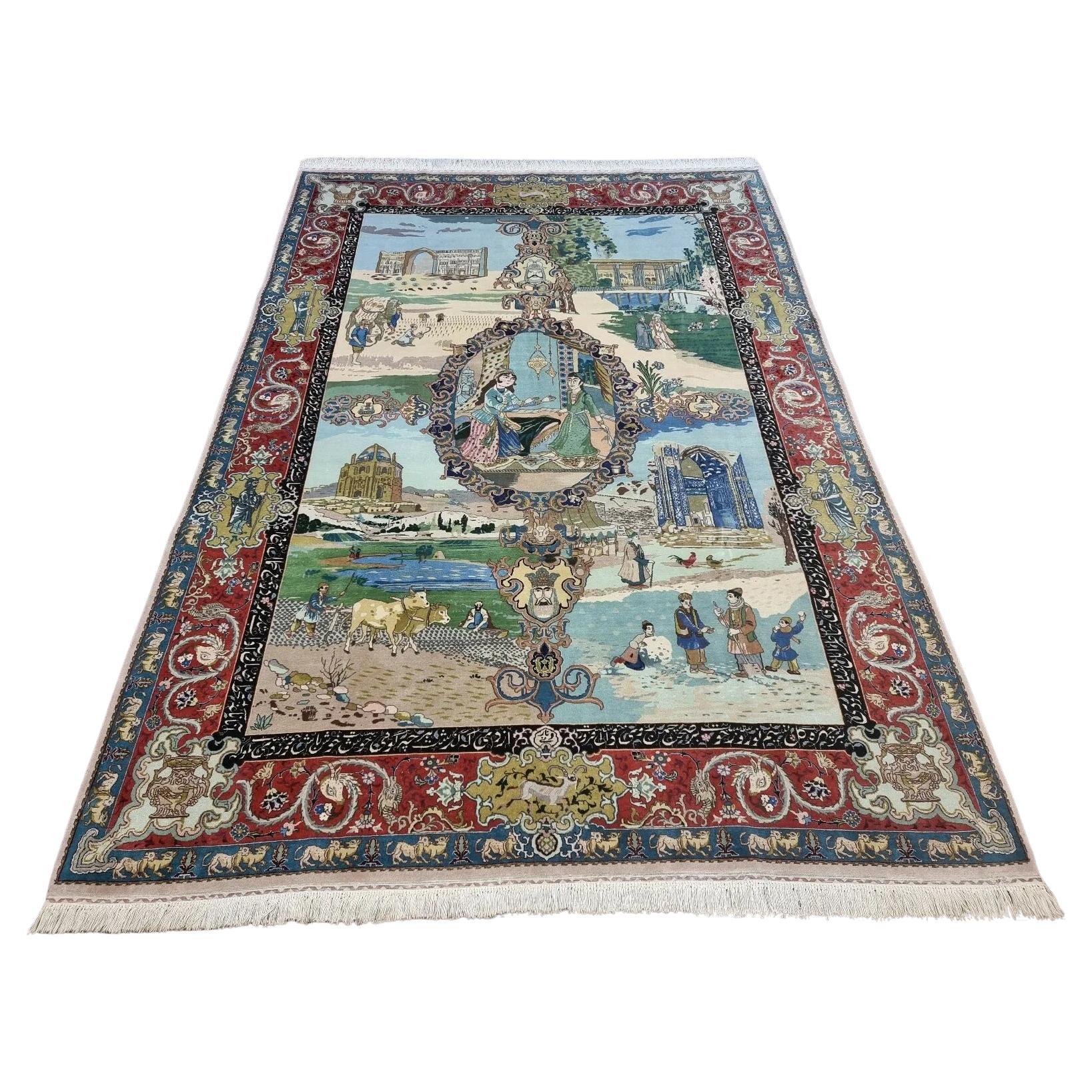 Handmade Vintage Persian Style Tabriz Narvani Rug

