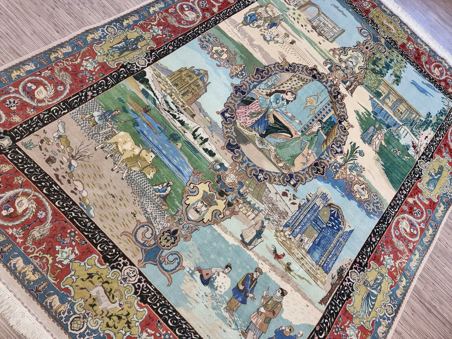 Full View of 1970s Tabriz Narvani Rug

