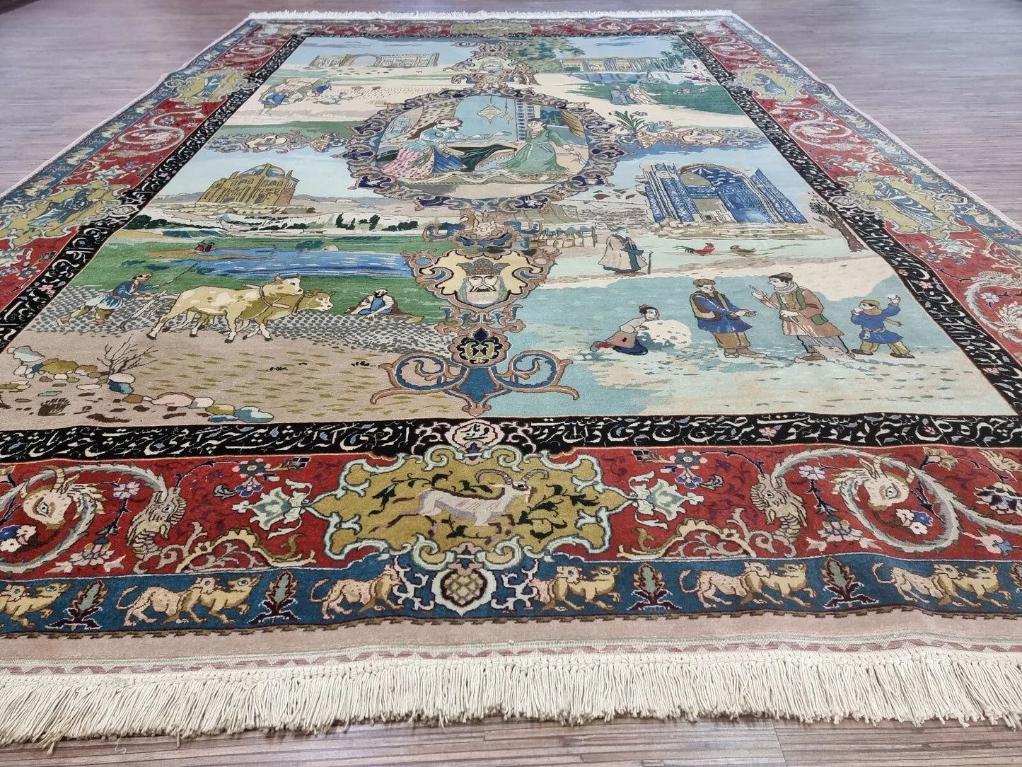 Authentic Persian Tabriz Rug with Signature

