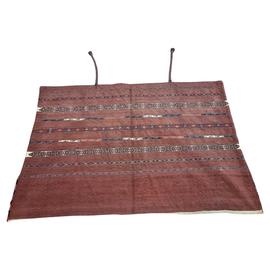 Handwoven antique Turkmen Sumak salt bag from the 1880s
