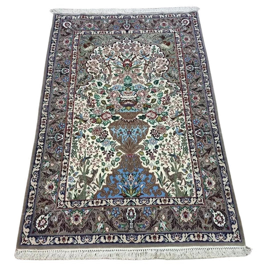 Hand-knotted vintage Persian Isfahan rug from the 1950s
