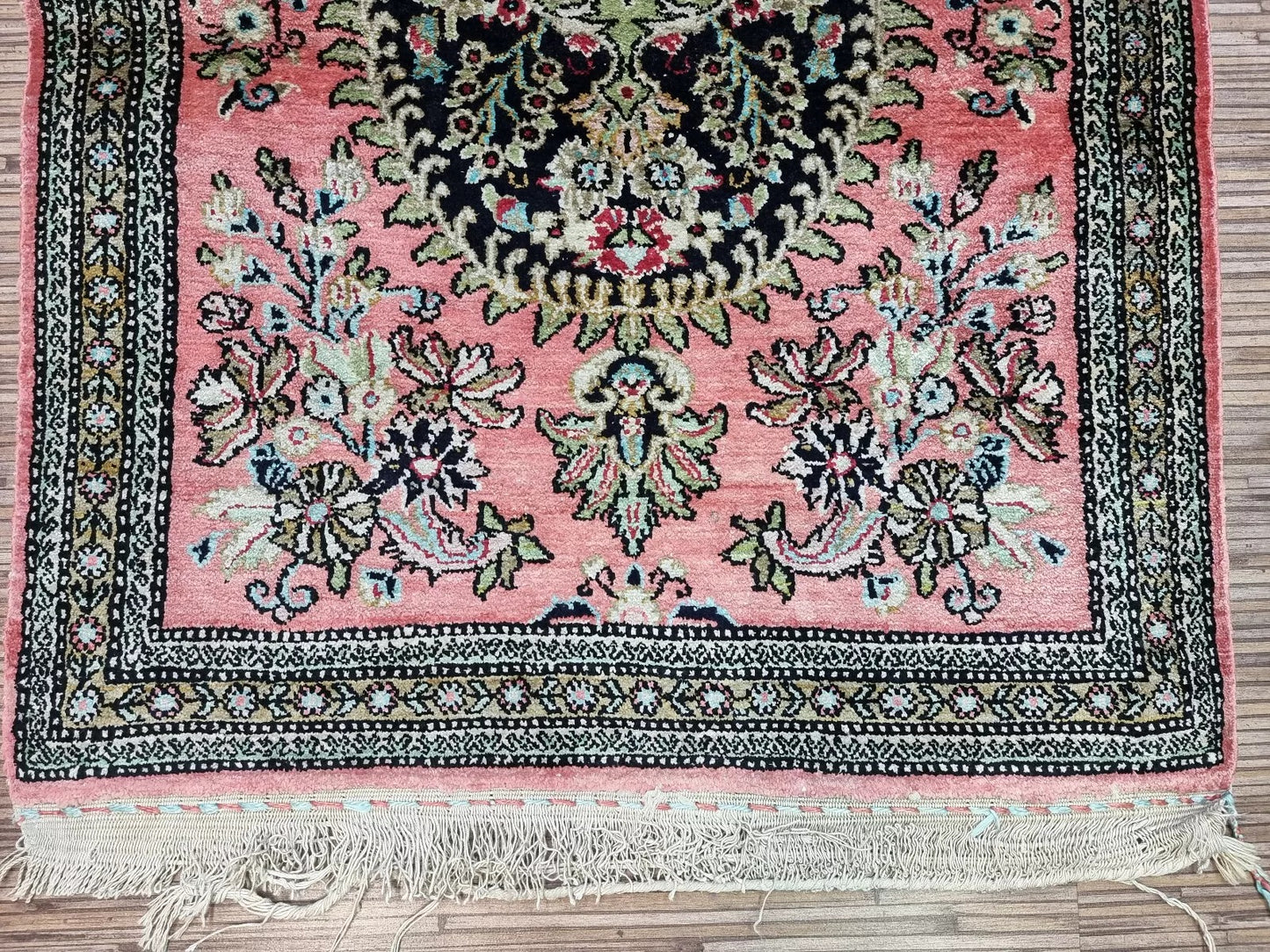 Vibrant silk Persian rug from the 1970s, perfect as a collector’s item
