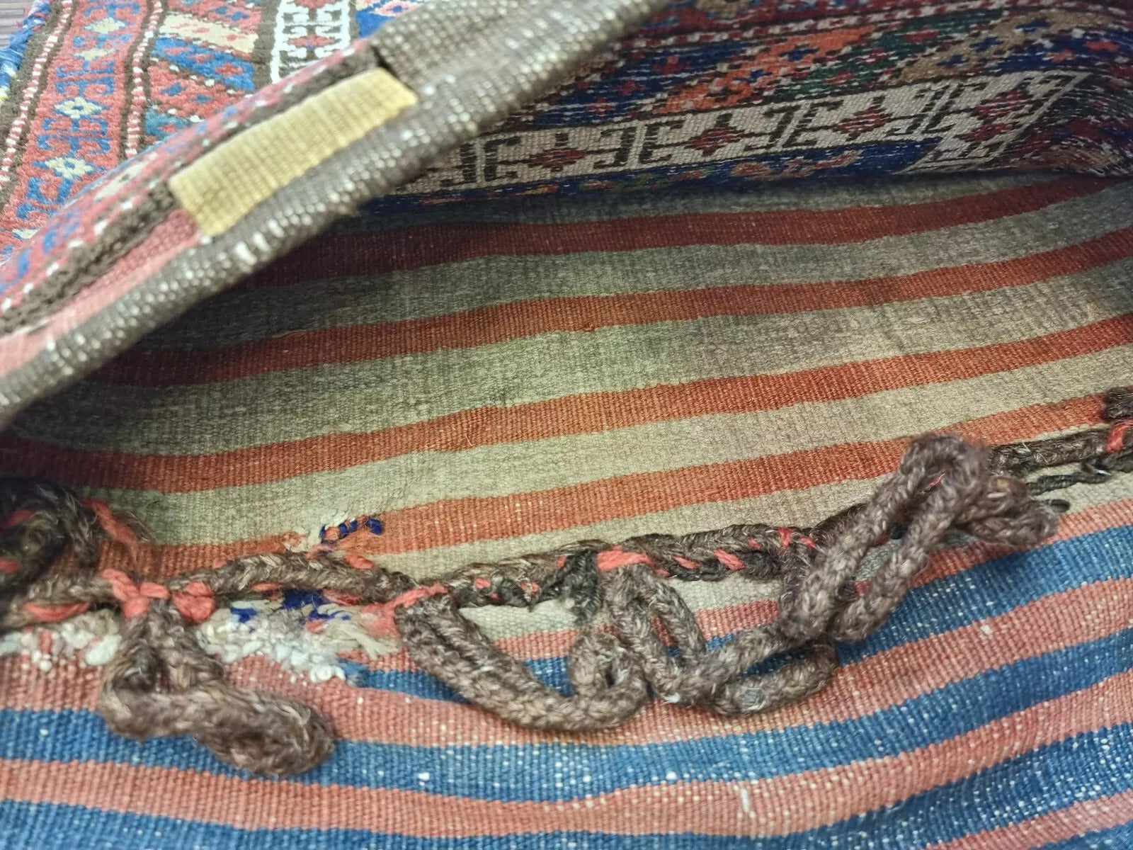 Antique wool saddle bag from the Afshar region in the Middle East
