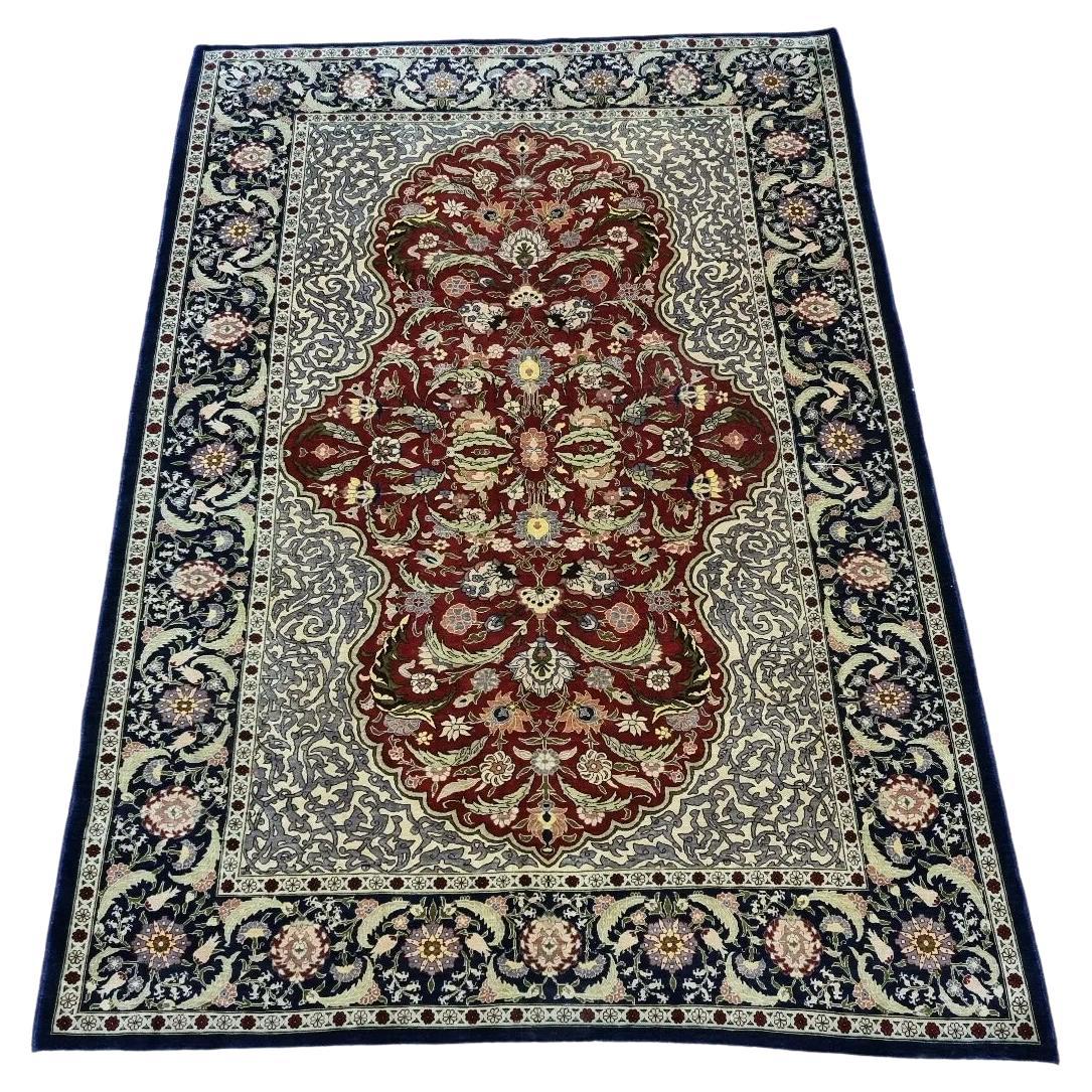 Handmade vintage Turkish Hereke silk rug
