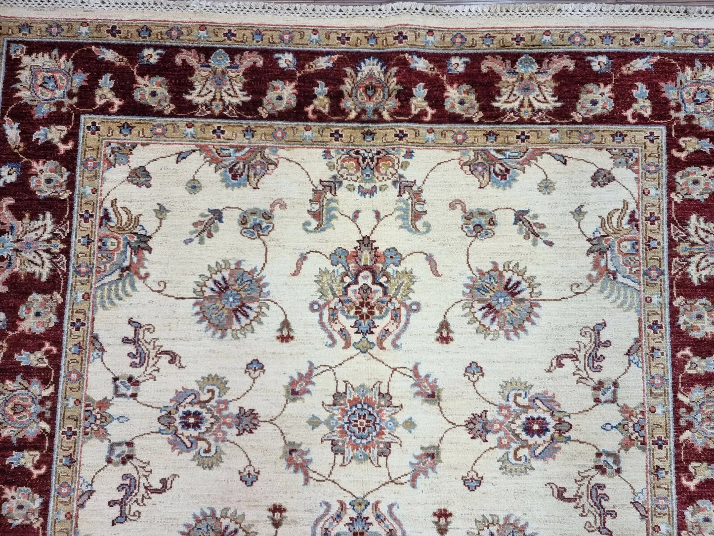 1980s Afghan Ziegler Rug with Neutral Beige Palette
