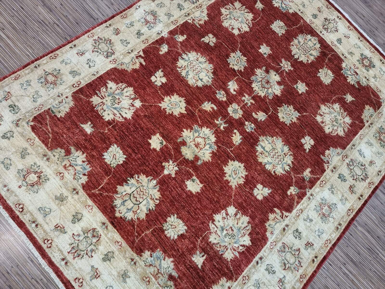 Vintage Hand-knotted Afghan Rug – Oriental Design
