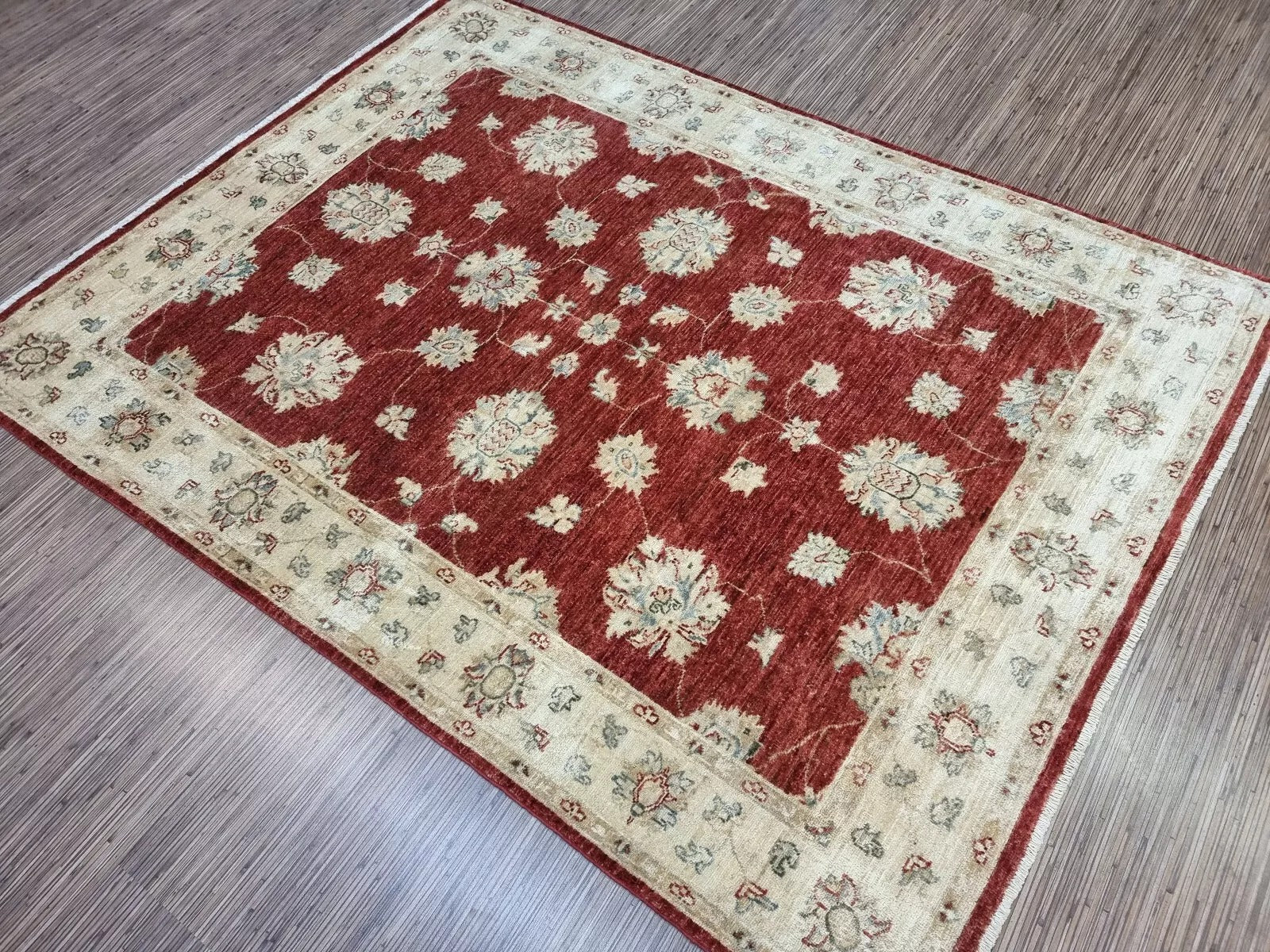 1980s Afghan Ziegler Rug with Rich Terracotta Palette
