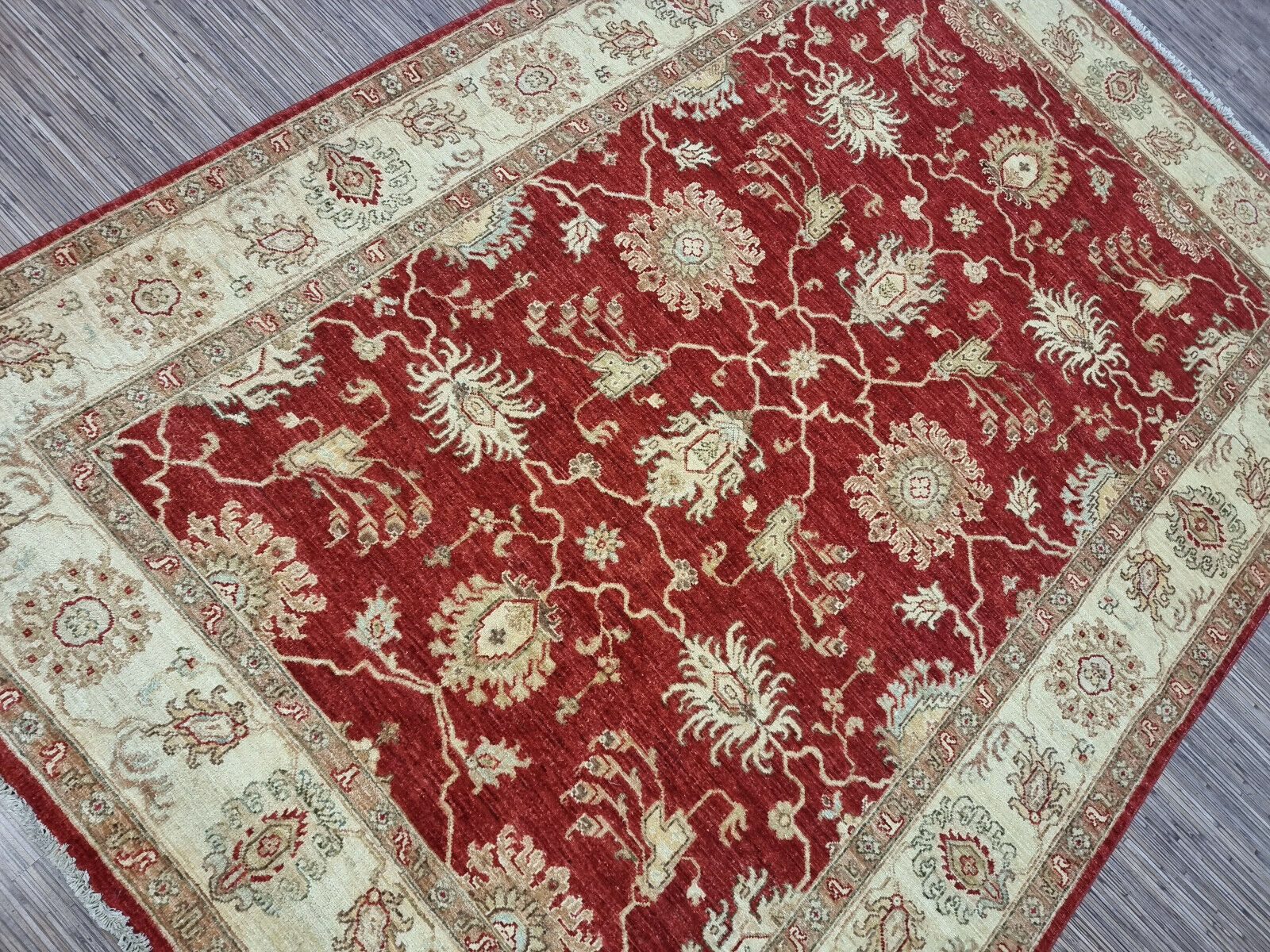 Vintage Hand-knotted Afghan Rug – Oriental Design
