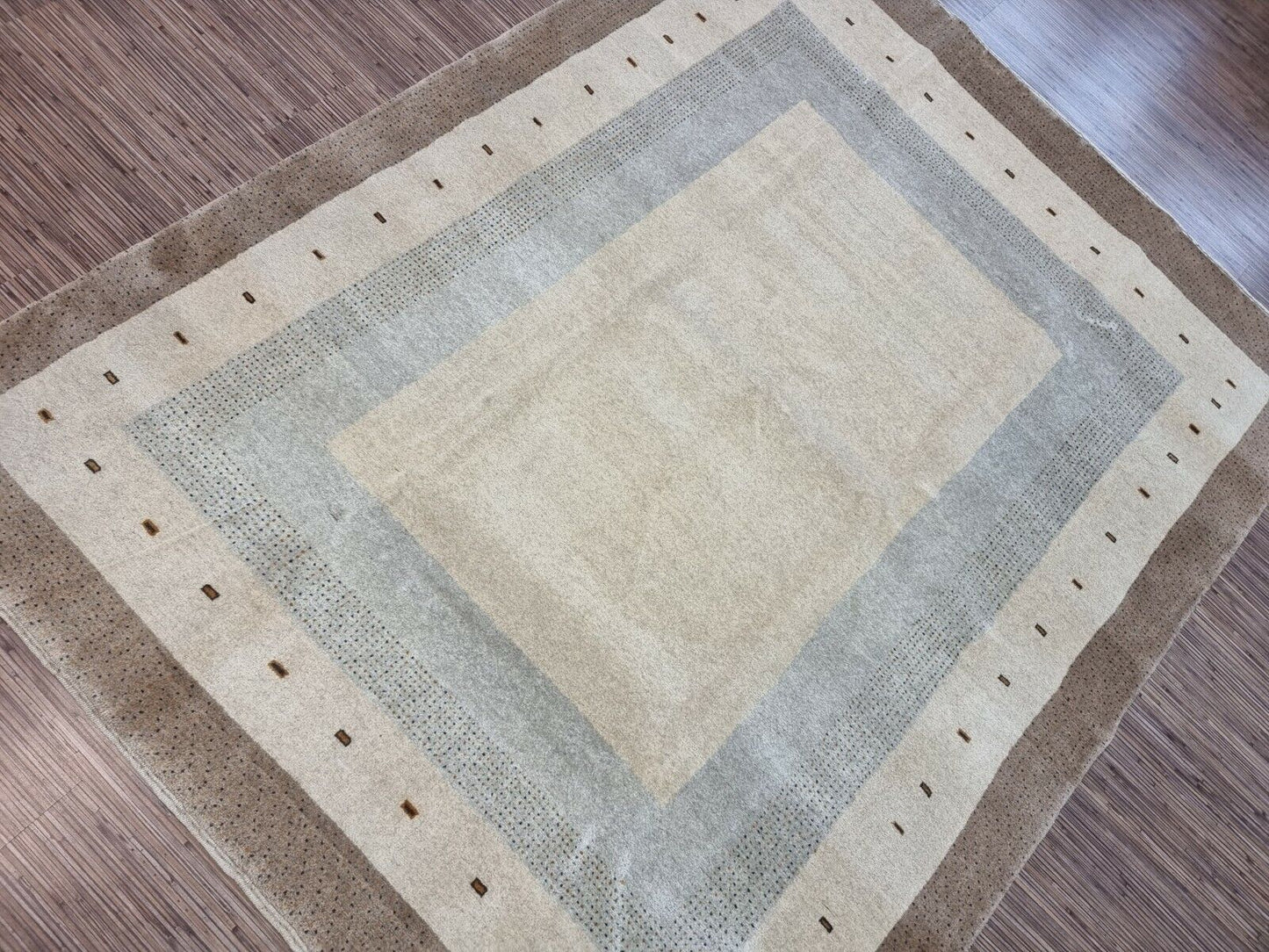 Close-up of the minimalist central area on the Handmade Traditional Gabbeh Rug