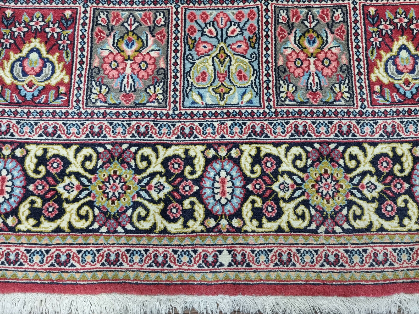 More Than a Rug: A work of art: Vintage Persian Style Qum Rug (3.6' x 5.1') with intricate design and rich colors (1970s).