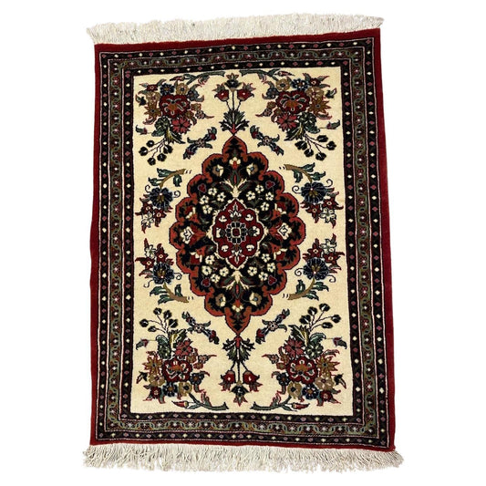 Handmade Vintage Persian Qum Wool Rug – 1.9' x 2.6' – 1970s
