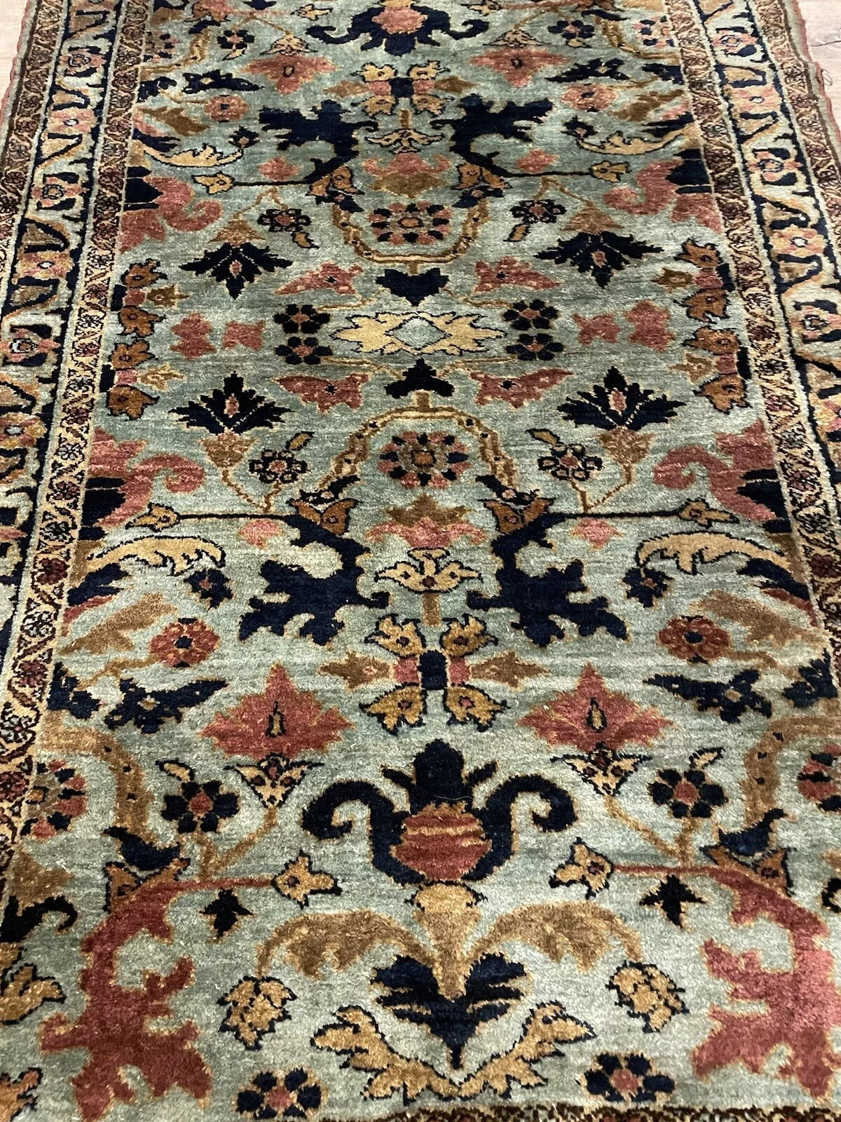 Authentic Antique Persian Floral Wool Rug with Intricate Designs
