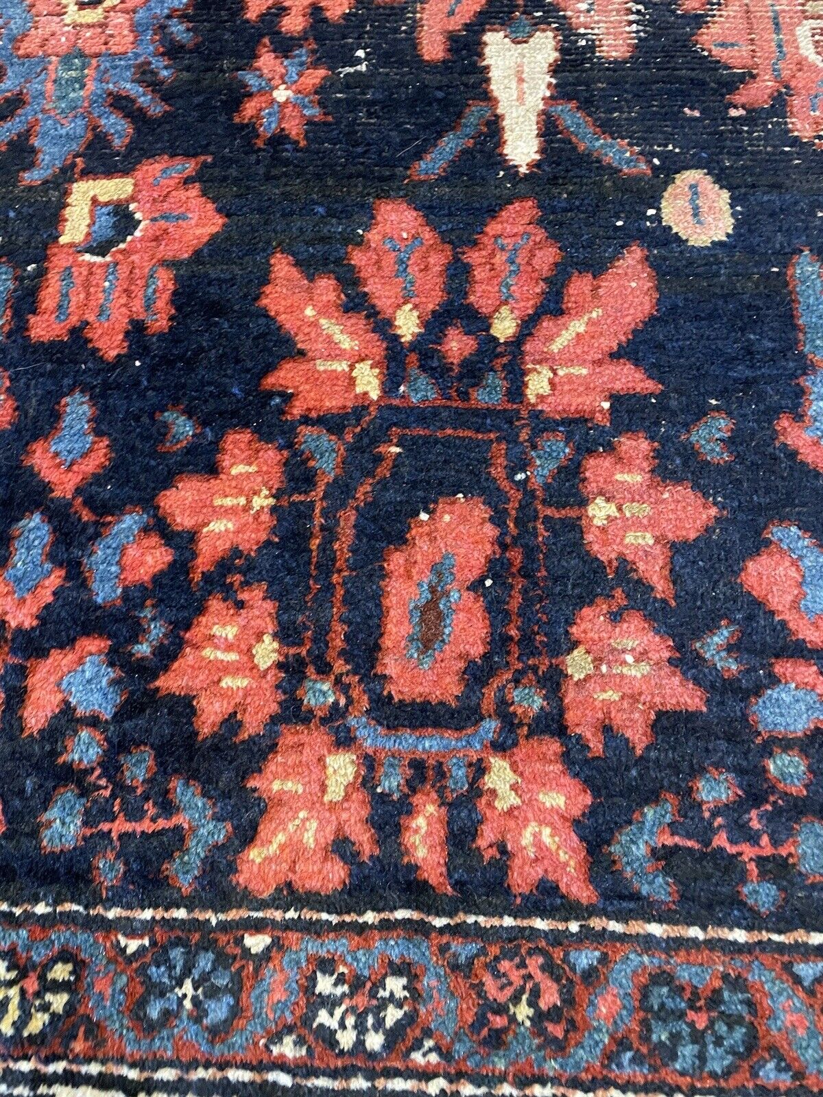 Elegant 1920s handmade Bakhtiari rug with rich colors
