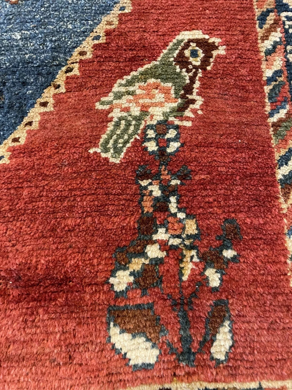 Soft, high-quality wool texture of an antique Gabbeh rug
