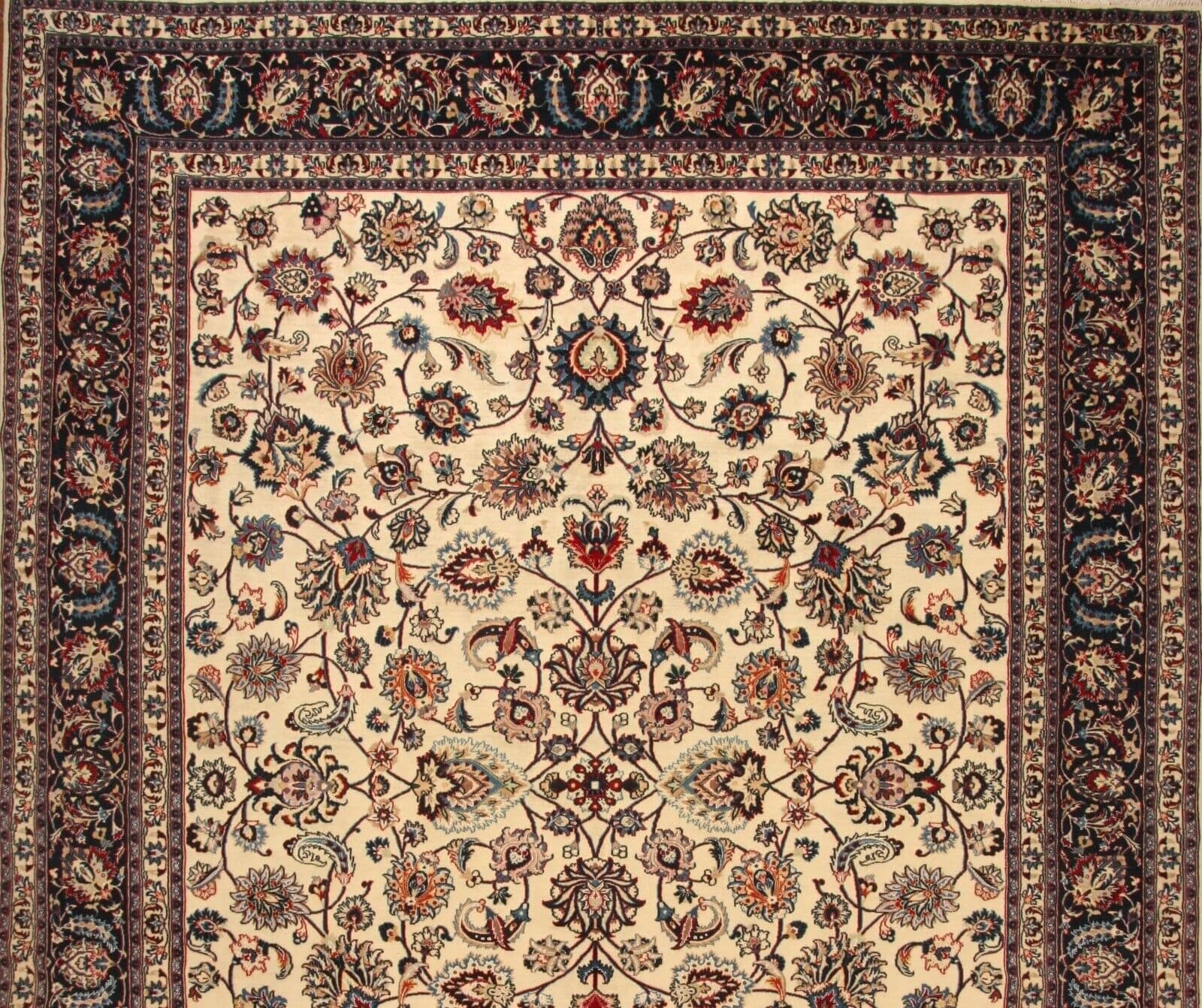 Overhead shot of the Handmade Contemporary Persian Style Tabriz Rug displaying size and dimensions