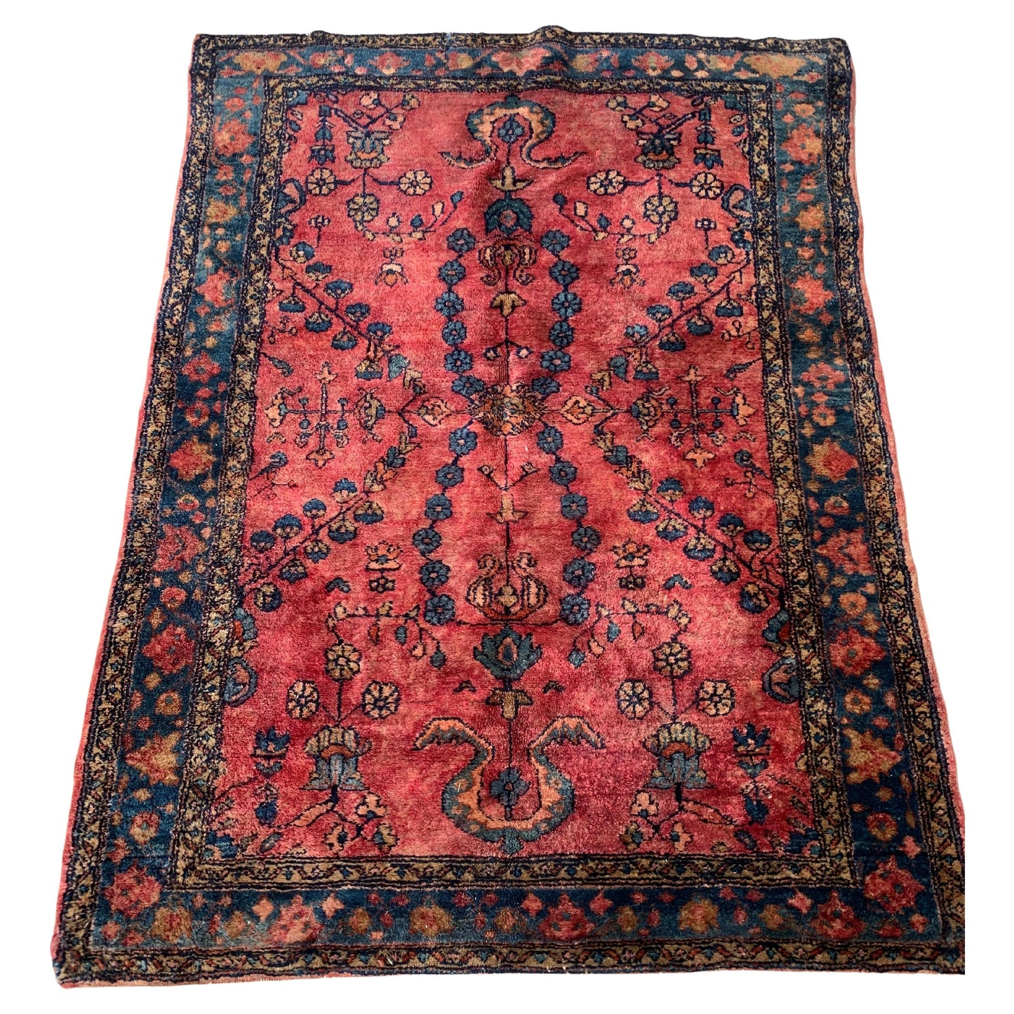 Handmade antique Persian Lilihan rug from the 1920s.
