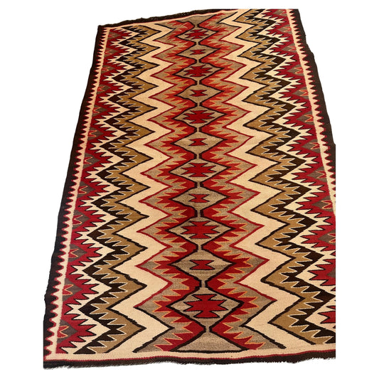 Rare Antique 1880s Navajo Handmade Wool Rug

