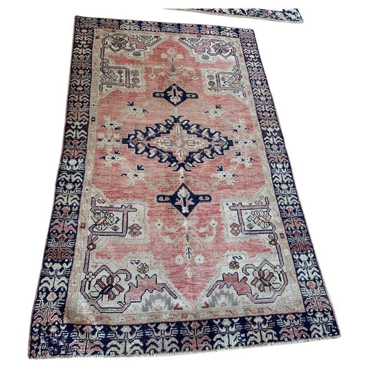 Full view of the handmade antique Turkish Anatolian rug from the 1920s.
