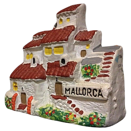 Hand-painted miniature house from Mallorca, front view
