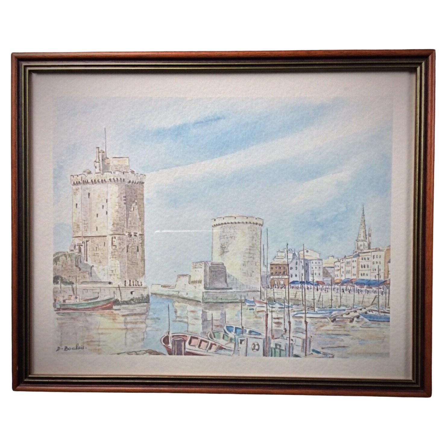 Framed reproduction of “Le Port de La Rochelle” by Didier Boulais
