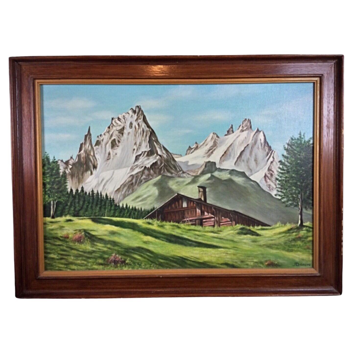 J. Bonin Oil Painting "Au pays du Mont-Blanc" - Signed, December 1992
