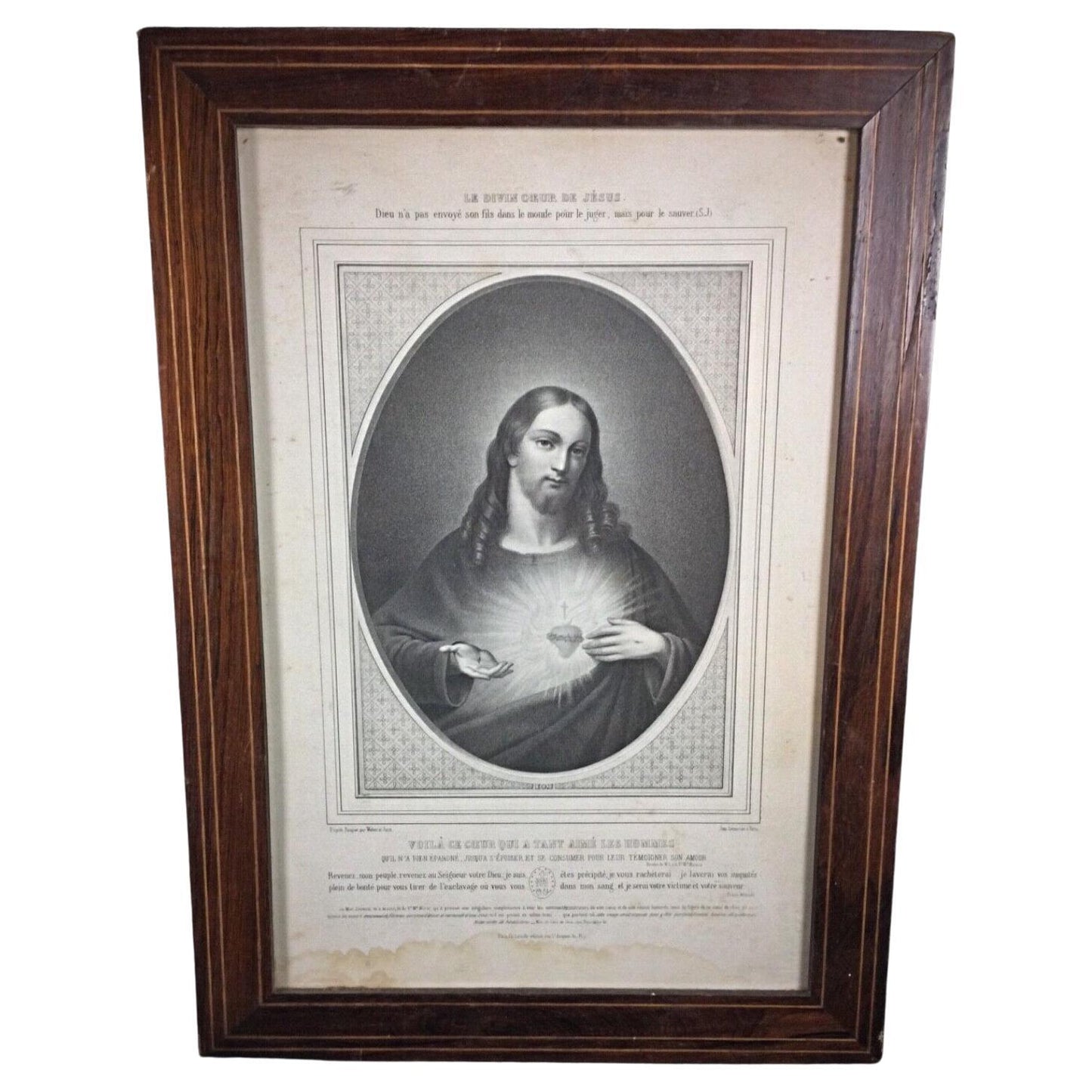 Antique lithograph Le Divin Cœur de Jésus
